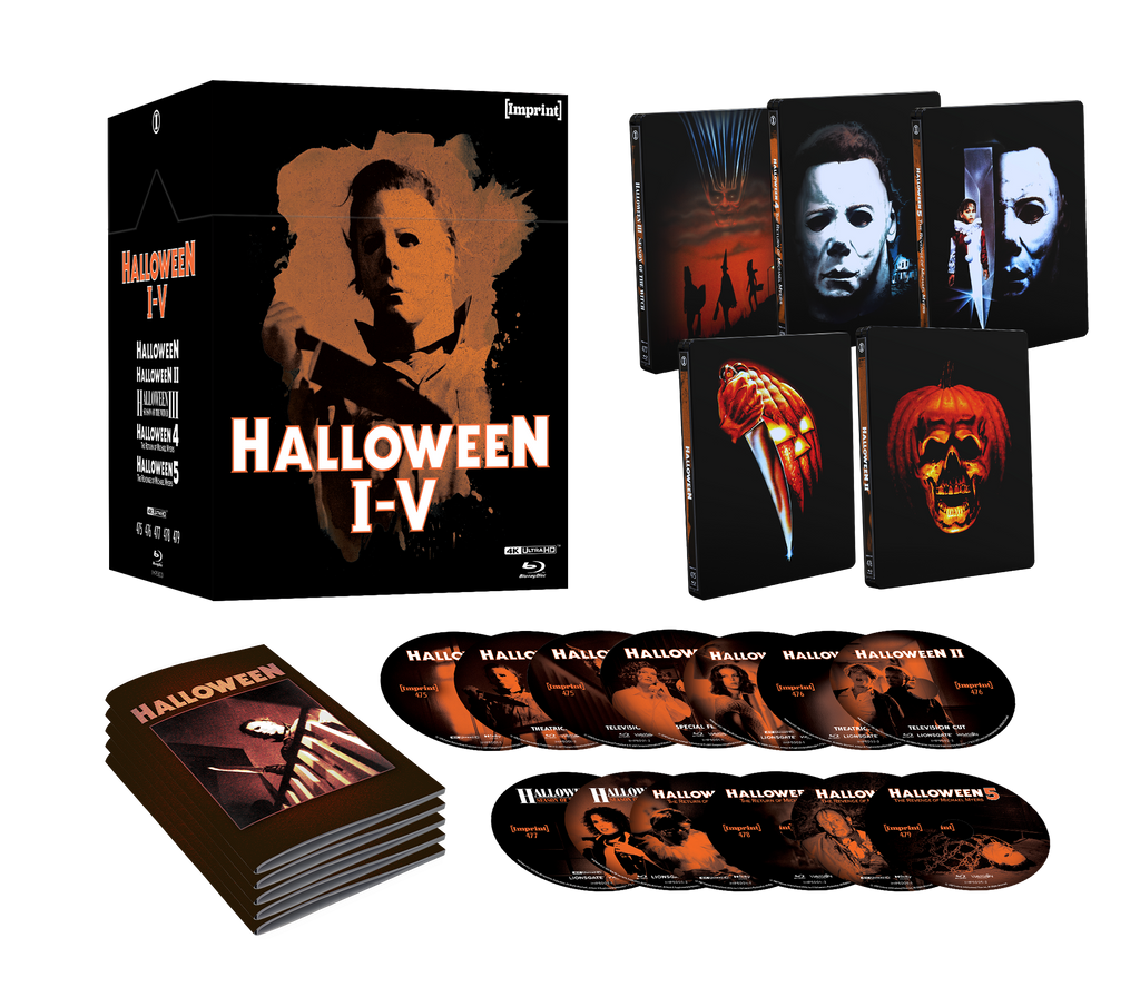 Halloween I - V (1978 - 1989) - 4K UHD + Blu-ray - Limited Edition SteelBook Library Collection / SteelBooks in Lid Hardbox - Imprint Collection #475 - 479